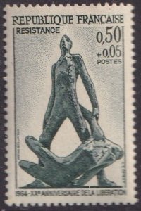 France B381 (mnh) 20c+5c Resistance Memorial, by Watkin, dk grn (1964)