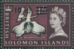 Solomon Islands 1966 SG143 10c on 1/- Orchid MLH