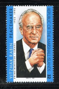 Marshall Islands 601 MNH , Yitzhak Rabin, Israel Prime Minister from 1995.