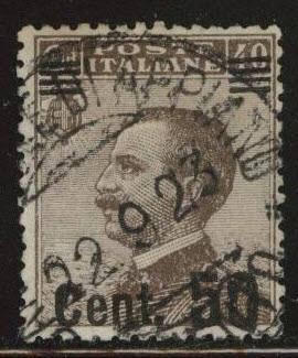 Italy Scott 156 Used surcharged stamp from 1923-25