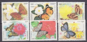 1991 Cambodia 1253-55,57-59 Butterflies 11,20 €