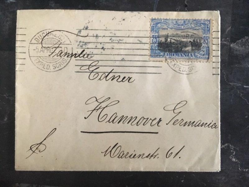 1907 Bucharest Romania Cover To Hannover Germany Stamp # 181