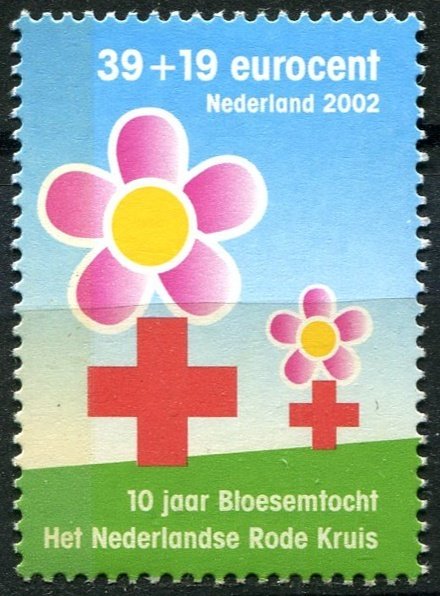 Netherlands Sc#B736 MNH, 39c+19c bl, grn & multi, Red Cross - 2002 (2002)