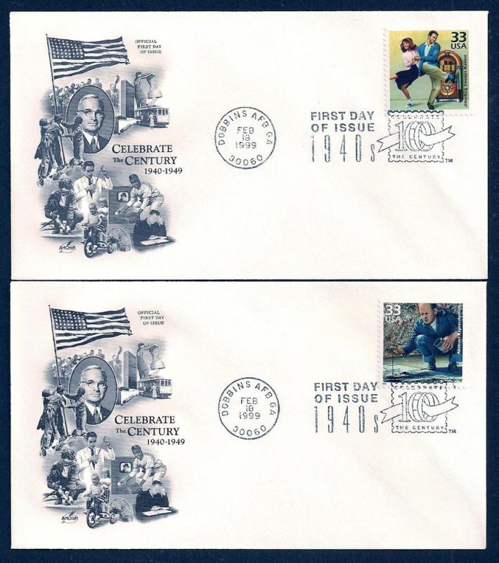 UNITED STATES FDCs (15) 32¢ Celebrate Century 1940s Artcraft