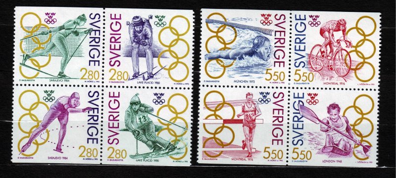 J22910 JLstamps 2 dif 1992 sweden sets mnh #1937-40,1953-6 sports