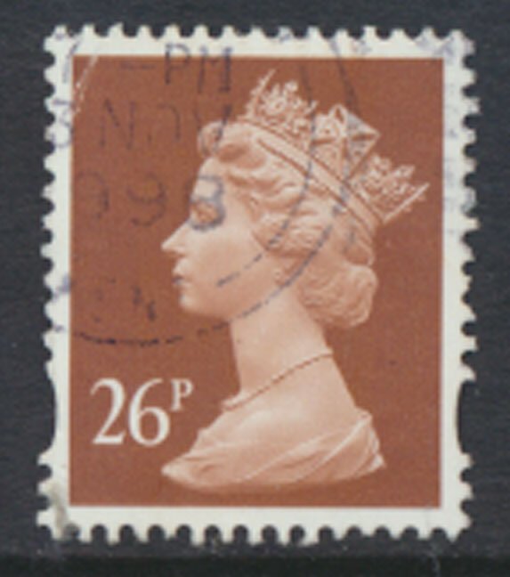 GB  Machin 26p SG Y1691 2 Blue Phosphor bands SC# MH215 Used  1996 details