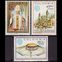 COLOMBIA 1968 - Scott# C507-9 Pope Visit Set of 3 LH