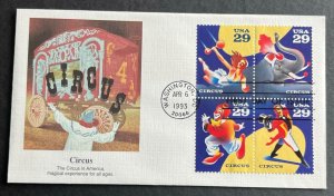 CIRCUS #2750-53 APR 6 1993 WASHINGTON DC FIRST DAY COVER (FDC) BX3-2