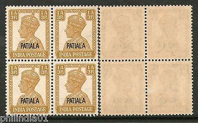 India PATIALA State 1A3p KG VI Postage Stamp SG107 BLK/4 Cat£7 MNH