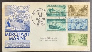 1946 Patriotic FDC 929-939 Armed Forces Anderson cachet Navy, Marines, Iwo Jima