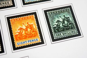 COLOR PRINTED BARBADOS 1852-1966 STAMP ALBUM PAGES (30 illus. pages)