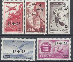 MONACO 1945 Scott CB1-5 Cmplt unused set   scv $3.00 less 80%=$0.60