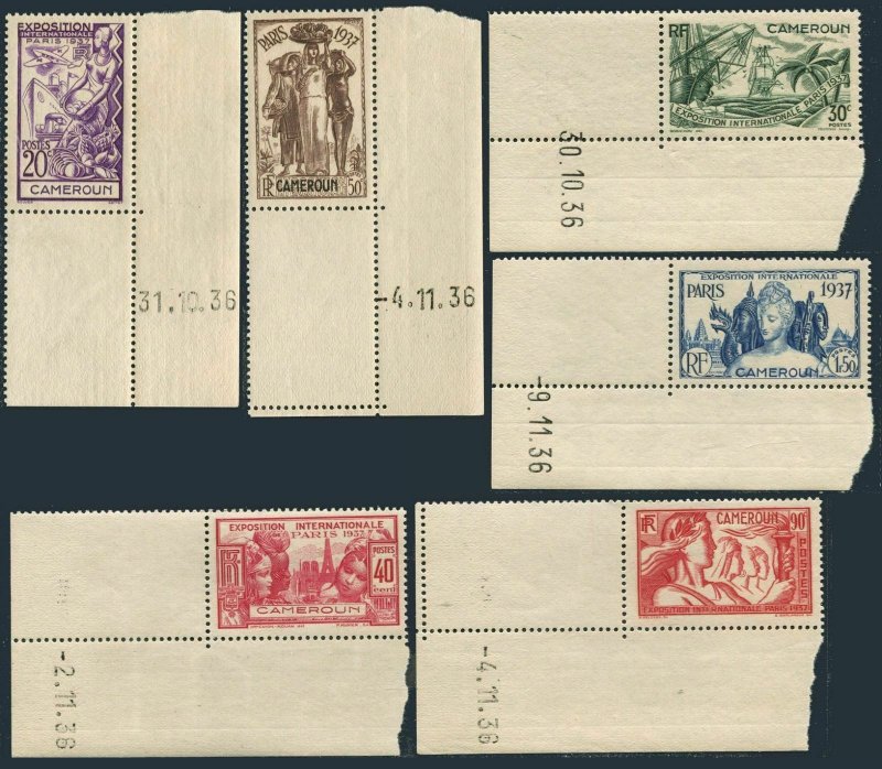 Cameroun 217-222,222A,MNH.Mi 116-121,Bl.1. Paris-1937 Art EXPO.Statues,Fruits,