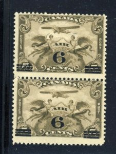 Pair Canada Airmail Stamps #C3 6c/5c overprint 1x MNH 1x MH Fine Guide Value=$25