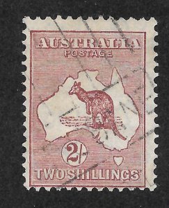 Australia Scott 125 Used H - 1935 2sh Kangaroo, Perf 12, Wmk 228 - SCV $2.75