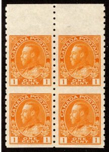 126ac Scott - 1c orange yellow ,F, MLHOG (Top Margin Only), p.8, 17.5mm, Canada 