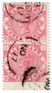 (I.B) QV Telegraphs : 3d Carmine (plate 1)