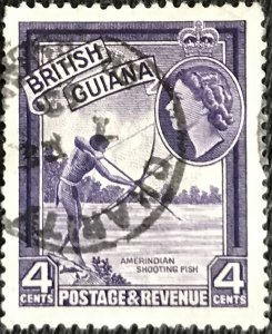 British Guiana #256 Used Single Amerindian Shooting Fish L39