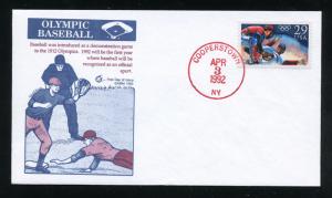 US 2619 Cooperstown PM Baseball Players 1992 Olympics GAMM cachet FDC UA