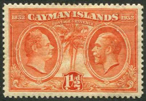 Cayman Islands SC# 72 King William IV & King George V 1-1/2d MH  SCV $3.25