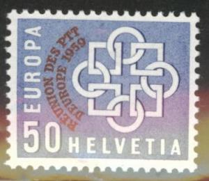 Switzerland Scott 377 MH* European Unity Overprint 1959