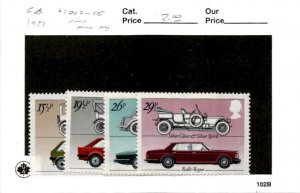 Great Britain, Postage Stamp, #1002-1005 Mint NH, 1982 Cars (AC)