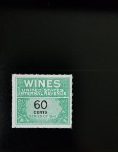 1942 60c U.S. Internal Revenue Cordial & Wine, Green Scott RE140 Mint F/VF NH