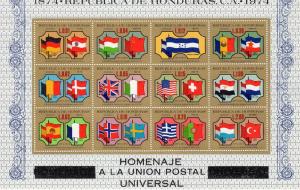 Honduras 1975 Sc#C574  UPU Centennial S/S (12) Flags MNH