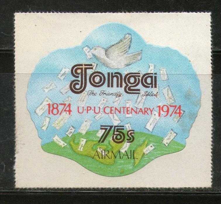 Tonga 1974 Odd Shaped Die Cut Self Adhesive - 75s Air Mail UPU Centenary Dove...