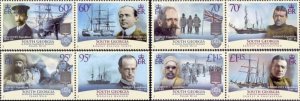 South Georgia 2011 Frank Wild Outstanding Explorer set of 8 stamps 4 strips MNH