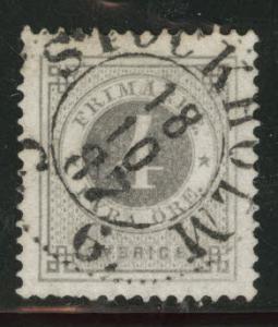 SWEDEN Scott 42 1886 Post Horn on back CV$1.60