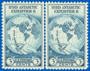 US SCOTT #753 Center Vertical Line Pair, Mint-NGAI, Byrd Exped., SCV $32.50 (SK)