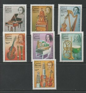 Thematic Stamps Music - GUINEA BISSAU 1985 MUSIC 942/8 7v mint