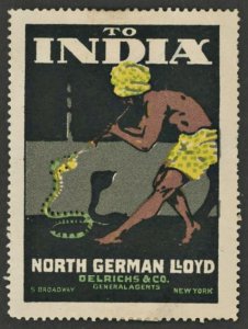 1920s NORTH GERMAN LLOYD INDIA Poster Stamp