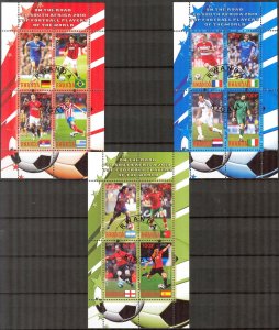 {g069} Rwanda 2010 Football Soccer 3 sheets Used / CTO