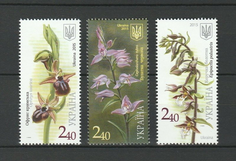 Ukraine 2015 Flowers, Orchids 4 MNH stamps