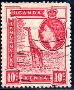 Giraffe, Kenya, Uganda & Tanzania stamp SC#104 used