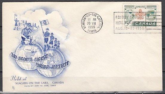 Canada, Scott cat. 356. 8th Scout Jamboree, Blue Cachet,. First day cover.