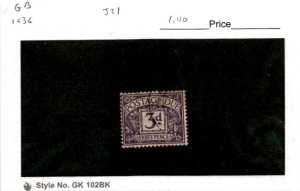 Great Britain, Postage Stamp, #J21 Used, 1937 Postage Due (AC)