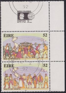 Ireland - 1992 - Scott #867a - used pair (CTO) - Irish in the Americas