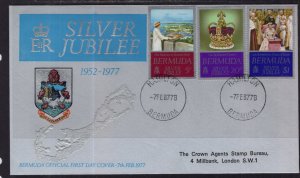 Bermuda 347-349 Queen Elizabeth II Silver Jubilee Typed FDC