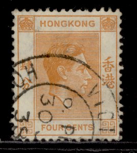 HONG KONG GVI SG142, 4c orange, FINE USED. CDS