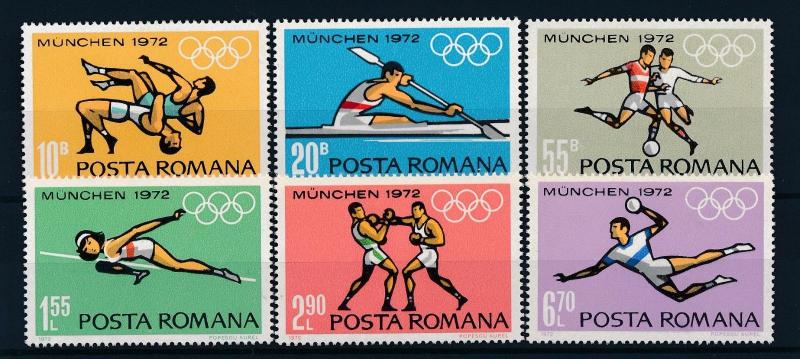 [42789] Romania 1972 Olympic games Munich Handball Boxing Football Wrestling MNH