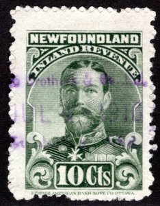 R17b, NSSC, offset error, 10c green, Inland Revenue, 1910, KGV, Newfoundland