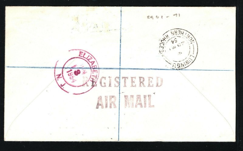 NORTHERN RHODESIA QEII Cover Registered Luwingu Values ½d - 2s/6d 1954 PB225