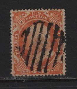 38 VF used neat bold grid cancel with nice color cv $ 500 ! see pic !