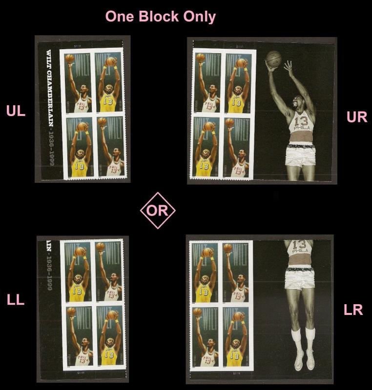 US 4950-4951 4951a Wilt Chamberlain forever plate block MNH 2014