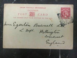 1898 Zanzibar Postcard Cover To Somerset England