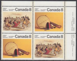 Canada - #575aii  Indians of The Subarctic HF Back Plate Block  - MNH