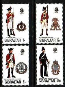 Gibraltar-Sc#330-3-unused NH set-Military-Uniforms-1976-